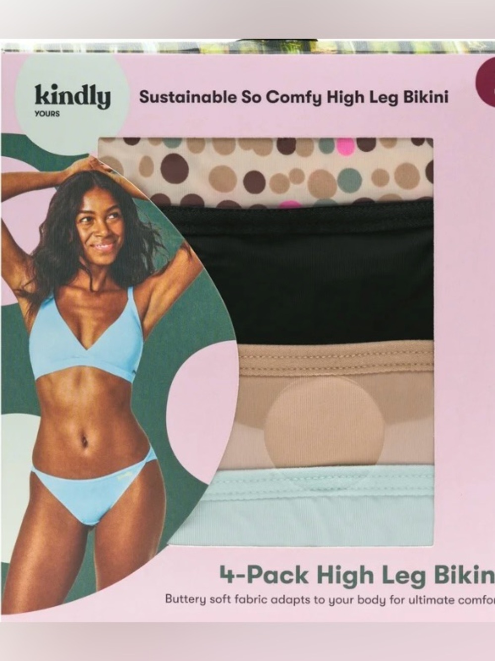 Kindly Yours Women's So Comfy Micro High Leg Bikini Underwear, 4-Pack, NWT.